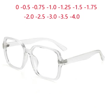 0 -0.5 -0.75 до -6.0 Прозрачные многоугольные очки по рецепту Унисекс TR90 Очки для близорукости с блокировкой синего света