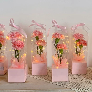 1 шт. Прозрачная коробка с цветком розы Пластиковая коробка для торта Цветочные упаковочные коробки DIY Свадьба День святого Валентина Подарочная коробка
