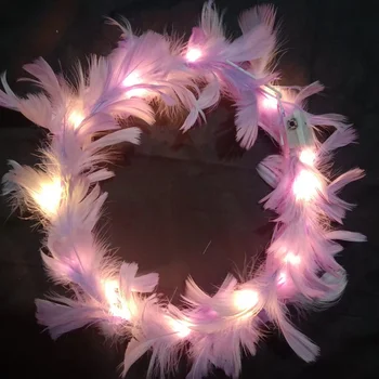  1 шт. Светящаяся повязка на голову Регулируемый светодиодный светильник для вечеринки Favors Feather Wreath Повязка для волос на свадьбу День рождения Glow Party Аксессуары для волос