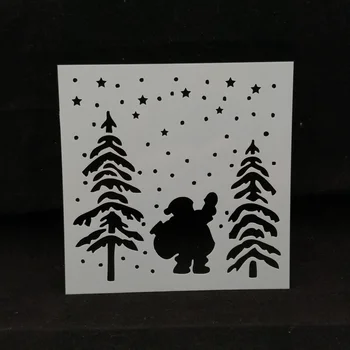 13*13 Дерево Санта-Клауса Многослойные трафареты для DIY-альбома/фотоальбома Декоративное тиснение, раскраска, трафарет для рисования