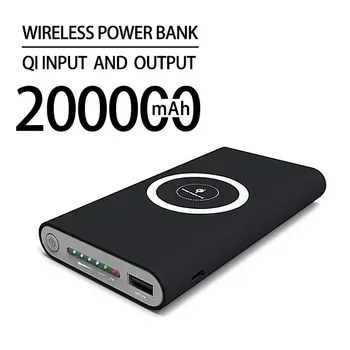 200000 мАч Power Bank Беспроводная портативная зарядка 2 USB-телефона ВнешнийЗарядное устройство для аккумулятораPoverbankдля iPhone и Android+Бесплатная доставка