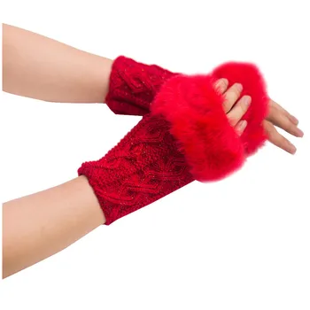 2024 Новые женские перчатки Стильные ручные теплые зимние варежки с половиной пальца Женские вязаные крючком Трикотажные перчатки Трикотажные рукава