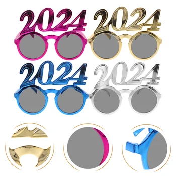 4 шт. 2024 Цифровые очки С Новым годом Подарочный номер Очки Канун Года