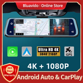 4K UHD 2160P Авто Зеркало заднего вида Видеорегистратор Поддерживает Carplay Android Авто Видеорегистратор GPS Навигация Голосовое управление DVR