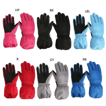 67JC 1 пара водонепроницаемых детских варежек Детские перчатки с полным пальцем Зимние толстые теплые спортивные варежки для активного отдыха