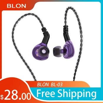 BLON BL-03 Наушники-вкладыши 10 мм Карбоновая диафрагма Динамический драйвер DJ Running Наушники с 2-контактным кабелем BL-05 BL-03 Проводные наушники