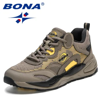 BONA 2023 Новые спортивные кроссовки для ходьбы Спортивные кроссовки Дизайнеры Action Mesh Беговая обувь Мужские дышащие кроссовки