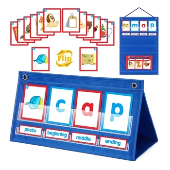 CVC Word Builder Desktop Pocket Chart Палатка Набор карт для дошкольного детского сада