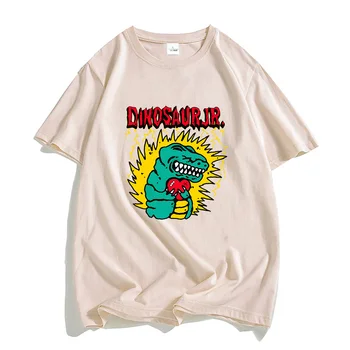 Dinosaur Jrr Рубашка 100% хлопок Футболки Ретро Гранж-группа Футболки Креативные графические футболки Мужская уличная одежда Летние свободные футболки