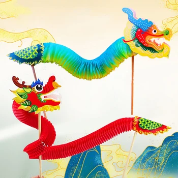 DIY Бумажный Дракон Крафт Материал Китайский Новый Год DIY Дракон Декор Китайский Танец Дракона Трехмерный Pull Flower