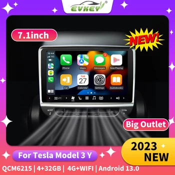 EVKEY Для Tesla Model 3 Model Y Задняя развлекательная 7,1-дюймовая задняя панель дисплея Android 13.0 QCM6125 Чип Климат-контроль 2023 Новинка