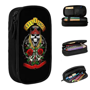 Guns N Roses Heavy Metal Пеналы Панк Карандаш Коробка Ручка для студентов Большие сумки для хранения Школьные принадлежности Подарки Канцелярские товары