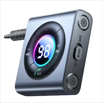 Joyroom 5.3 AUX Bluetooth Автомобильный адаптер FM Передатчик FM Двойные микрофоны HiFi Глубокий бас Bluetooth-приемник Автомобильная музыка Громкая связь