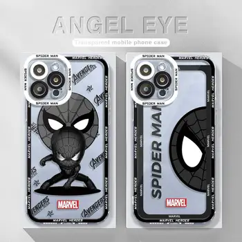 Marvel Superhero Spiderman Чехол для телефона Samsung Galaxy S22 S21 Ultra S20 FE S23 S10 A50 Прозрачный чехол Силиконовая обложка Funda