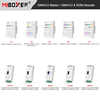 Miboxer DMX512 Master Одноцветный / CCT / RGB / RGBW / RGB + CCT 2.4G 86 Настенный переключатель с сенсорной панелью Пульт дистанционного управления, 1/2/3/4/5-канальный декодер DMX512 и RDM