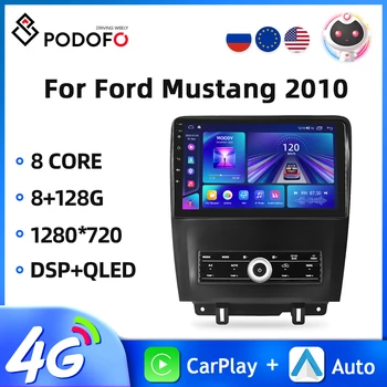 Podofo Android 2din Автомагнитола для Ford Export Mustang Manual And Automatic 2010 10.1'' Авто Мультимедийный Плеер GPS WIFI Авто Радио