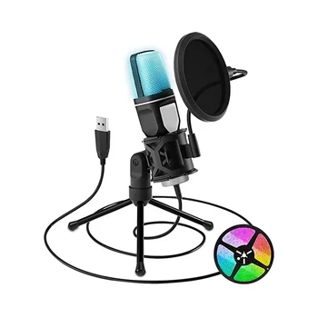 RGB USB-конденсаторный микрофон Кардиоидный игровой микрофон с амортизирующим фильтром