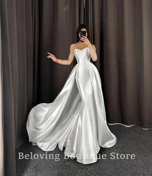 Robes De Soiree Белые вечерние платья русалки 6 Стиль Длинное атласное платье для вечеринки знаменитостей Изготовленное на заказ коктейльное платье для помолвки в Дубае