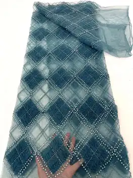 Shi Ting Tube Бусины Африканская вышитая сетчатая ткань из тюля Нигерийская кружевная ткань 2023 Высококачественное кружево для вечернего платья Ws