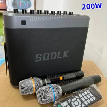 SODLK 200 Вт Мощный водонепроницаемый Bluetooth-динамик 360 Стерео Уличная звуковая система Square Dance с беспроводным микрофоном сабвуфер