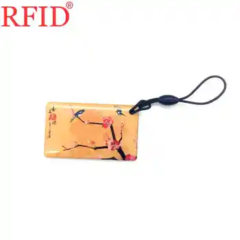 UID S50 1K 13,56 МГц Изменяемый записываемый брелок RFID Сливовый цветок Шаблон Водонепроницаемый брелок Токен Тег Карта контроля доступа 1 шт.