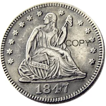 US 1847 г. Посеребренная монета Либерти Кватер Кватер Доллар