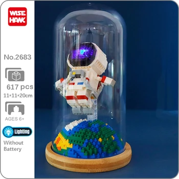 Weagle 2683 Космический астронавт Полет Космонавт Земля Звезда Кукла Витрина Светодиодный Свет Мини Алмазные Блоки Кирпичи Строительная Игрушка В Коробке