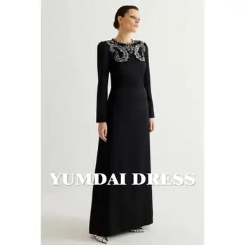YUMDAI Роскошное черное платье из бисера в Дубае Женское элегантное бальное платье с длинным рукавом Осеннее формальное свадебное банкетное вечернее платье Длинное 2023