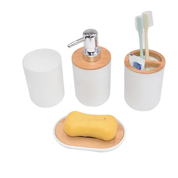  белый набор аксессуаров для ванной комнаты современный дозатор мыла и лосьона смола и дерево мыльница держатель зубной щетки стакан насос бутылка чашка