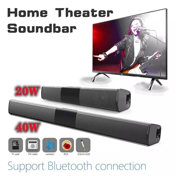 беспроводной Bluetooth-динамик 40 Вт Саундбар для телевизора Проводная звуковая система и звуковая система для домашнего кинотеатра Стерео объемный звук с FM-радио Музыкальный центр Бумбокс