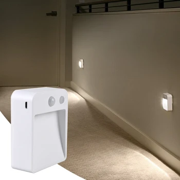 Беспроводной датчик движения Светодиодный ночник Ночник с питанием от батареи Всегда включен / Авто 2 режима для спальни, шкафа, ванной комнаты, лестницы