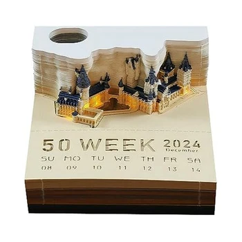 Блокнот с календарем Куб Замок LED 3D Блокнот Стикеры Заметки Альбом Рождественский подарок на день рождения