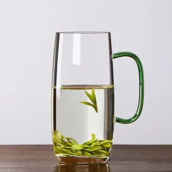 Боросиликатное стекло Цветная ручка Чашка для зеленого чая Чашка для домашнего заваривания чая
