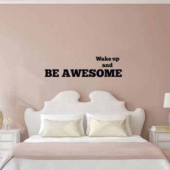 Вдохновляющие наклейки на стену спальни - Проснись и будь потрясающим - Детская комната Спальня Утренняя мотивация Цитаты Наклейки на стену