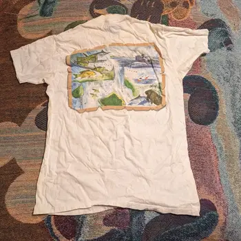 ВИНТАЖ 80-х 90-х годов Парусник Марина Палм-Бич Шорс Флорида Карманная футболка большая