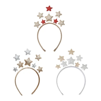 Девушки Женщины Прямая трансляция Повязка для волос Блестки Рождественская пятиконечная звездная повязка на голову Дропшиппинг