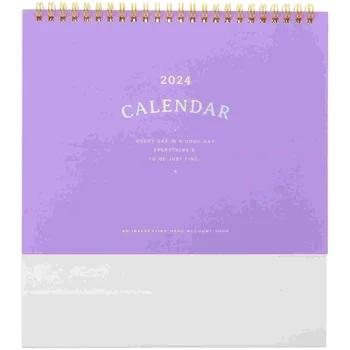Календарь офисного декора на 2024 год Письменный стол Ежемесячное украшение Настольная мебель для дома Фиолетовый флип