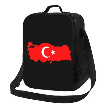  Карта флага Турции Портативный ланч-бокс для водонепроницаемого турецкого теплового охладителя Луна и звезда Изолированная сумка для обеда Офисная работа