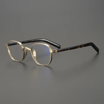 Классическая мода Овальная оправа для очков Мужские высококачественные оптические очки из ацетата титана Женские миопия Чтение Минималистичные очки
