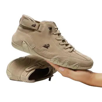 Кожаная обувь для мужчин Повседневные кроссовки 2023 Водонепроницаемые мотоциклетные ботильоны Итальянская мужская обувь