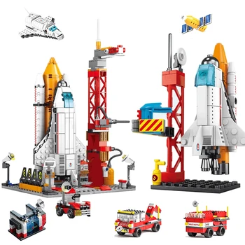 Космический ракетный стартовый центр Базовая модель головоломки Мини-строительные блоки Сборка кирпичей Детские мальчики Детские игрушки подарок