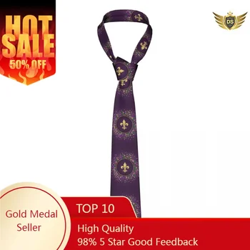 Марди Гра Пунктирная рамка с золотым галстуком Fleur de Lis для мужчин Женский галстук Галстук Аксессуары для одежды
