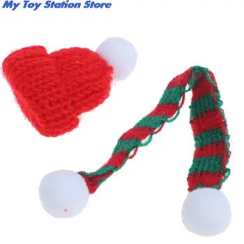 Миниатюрные аксессуары Рождественская шапочка шарф 1:12 мини Украшение на Рождество Леденец на палочке для куклы