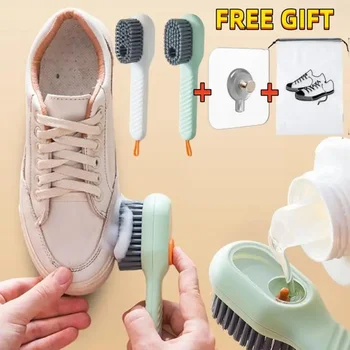 Многофункциональная чистящая щетка для обуви Мягкая автоматическая жидкая щетка для обуви Щетка для одежды с длинной ручкой Мыльная щетка с крючком Инструмент для очистки