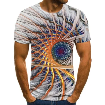 Модная мужская футболка 3D-печать с трехмерным рисунком Топы для отдыха Летние быстросохнущие пуловеры с круглым вырезом и коротким рукавом
