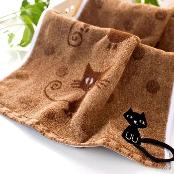 Модное вышитое полотенце для лица 100% хлопок мягкие столовые салфетки мультяшный узор кошки полотенца для ванной комнаты абсорбирующие быстросохнущие