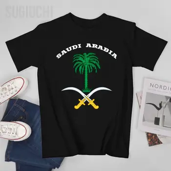 Мужчины Короткая футболка Саудовская Аравия Герб Флаг Сувенир Эр-Рияд Футболка Футболки Футболки с о-образным вырезом Женщины Мальчики 100% хлопок унисекс