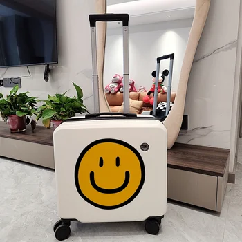 Мультяшный маленький чемодан со смайликом в Instagram Мужской и женский 18-дюймовый легкий чехол для посадочной тележки Дорожный чемодан с паролем студента