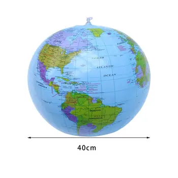 Надувной земной шар Легко читаемая география 40-сантиметровая карта земного шара Пляжный мяч для школьников Обучение Игра Учитель Взрослые дети