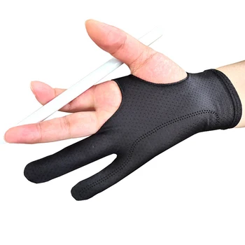 Новая черная 2-пальцевая противообрастающая перчатка для любого графического планшета для рисования правой и левой руки художника для рисования перчатка для рисования
